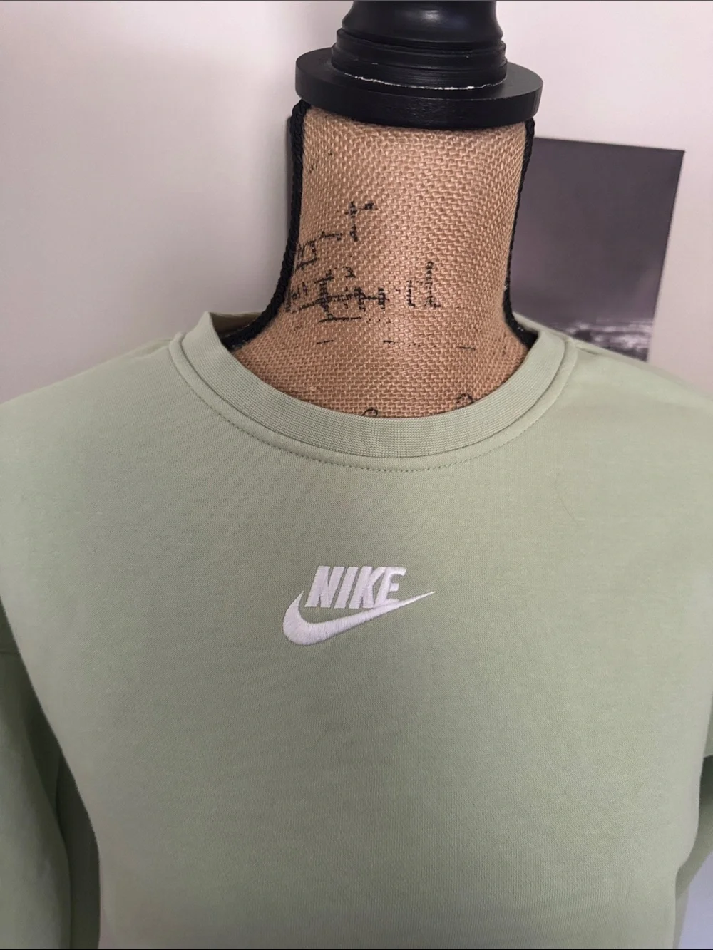 Nike Light Sage Green Sweatshirt with White Swoosh